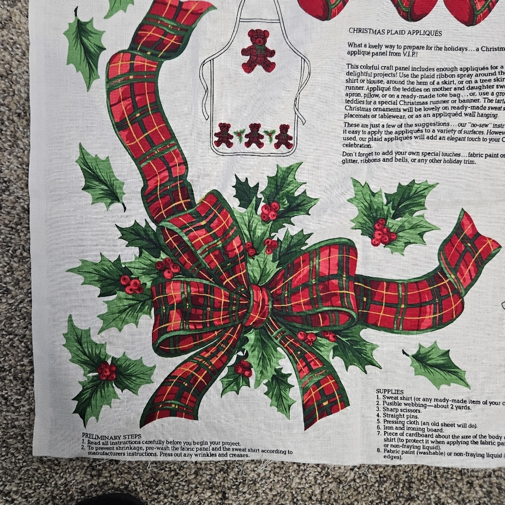 Christmas Plaid Appliques AND Quilt Fabric Countrycore Grannycore 90s Crafts - Picture 3 of 16